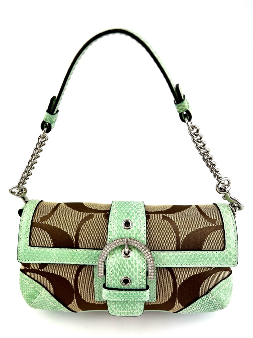 COACH Soho Python Mini Shoulder Bag Mint Green Trim 5160 LIMITED EDITION Y2K